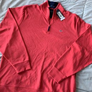 NWT Vineyard Vines Coral Quarter Zip New Large